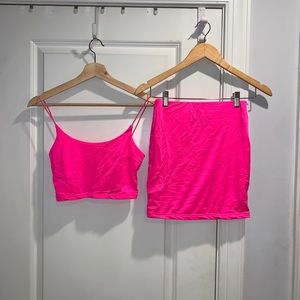 Two piece skirt hot pink set